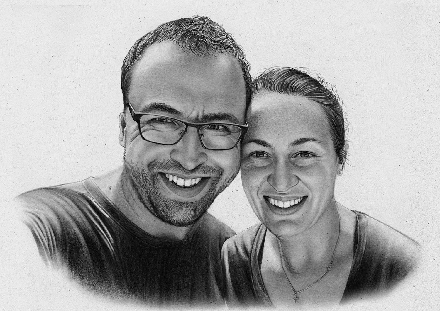 Portrait eines Paares als Bleistiftzeichnung